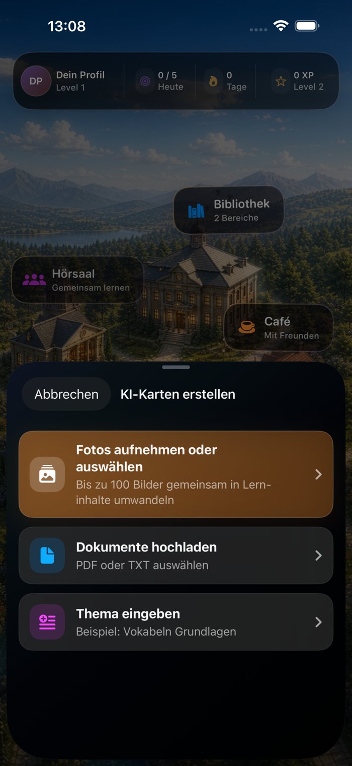 Auswahl für KI-Karten aus Fotos, Dokumenten oder einem Thema