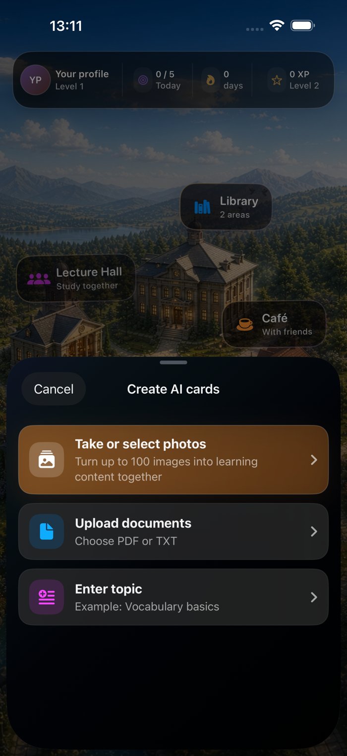 AI card options for photos, documents, or a topic