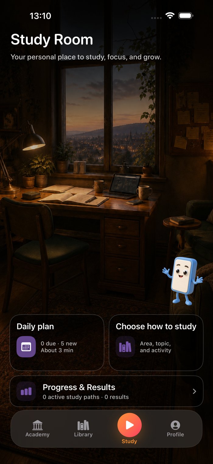 Personal study room with a daily plan and study controls